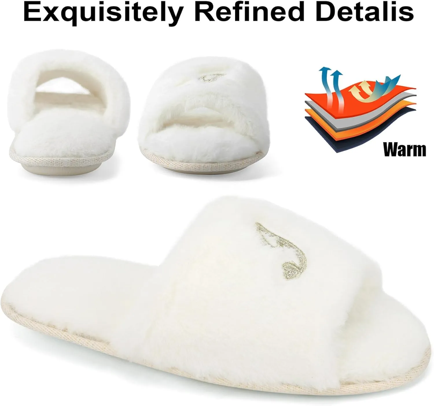 HIALTODAY Bride Slippers for Wedding, I Do Bridal Slippers for Bride Fuzzy Slippers for Women for Wedding