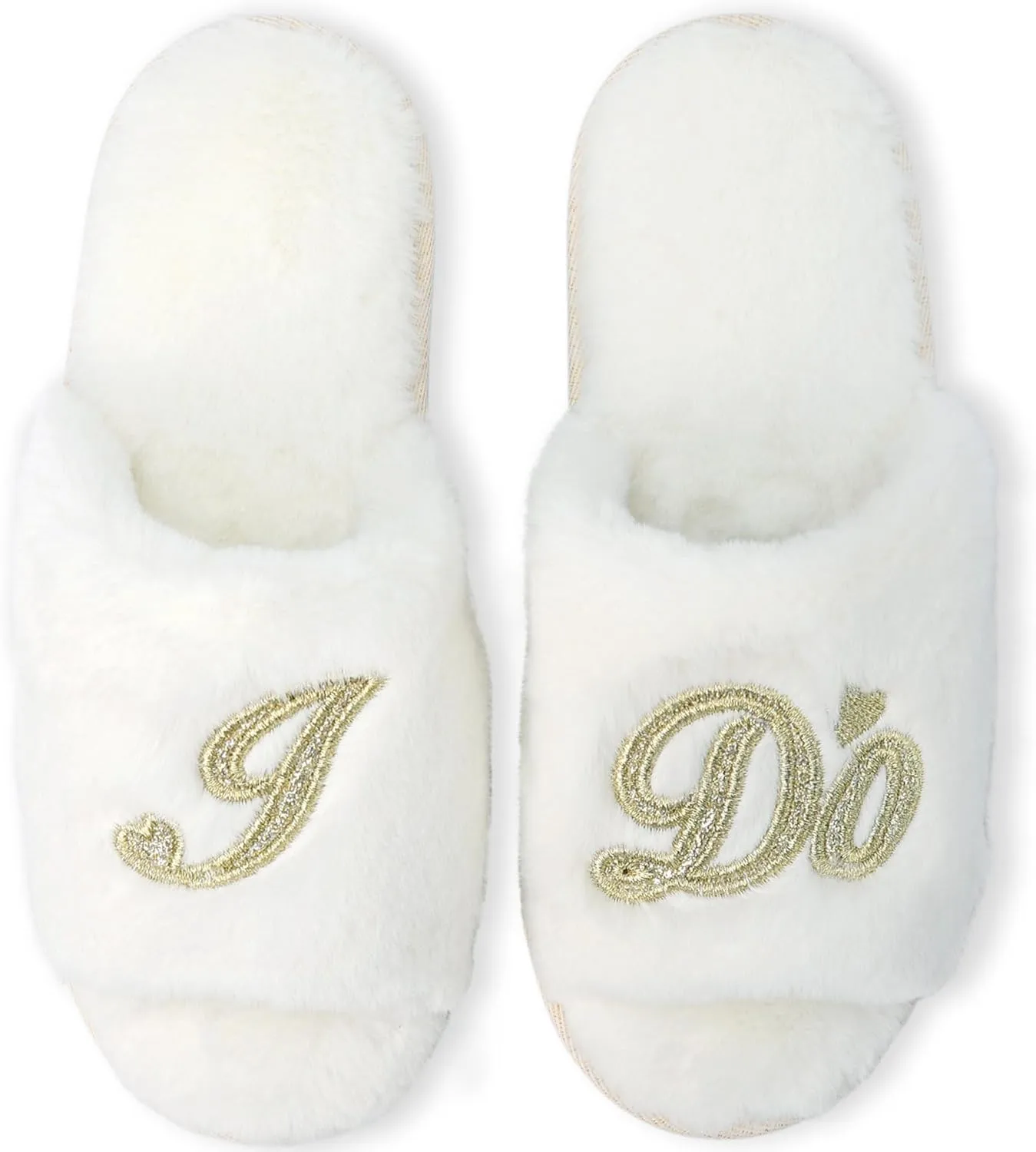 HIALTODAY Bride Slippers for Wedding, I Do Bridal Slippers for Bride Fuzzy Slippers for Women for Wedding