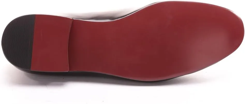 HI&HANN Men's Velvet and Nubuck Leather Stitching with Bowtie Flats Shoes Slip-on Loafer Smoking Slipper