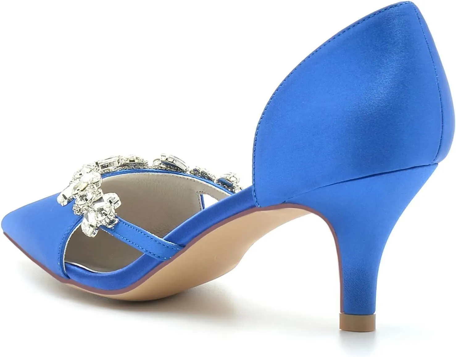HNVAVQ Women's Elegant Closed Pointed Toe Wedding Shoes Kitten Heels Rhinestone Bridal Pumps Stiletto Heels Party Court Shoes for Bride Bridesmaid,6 CM