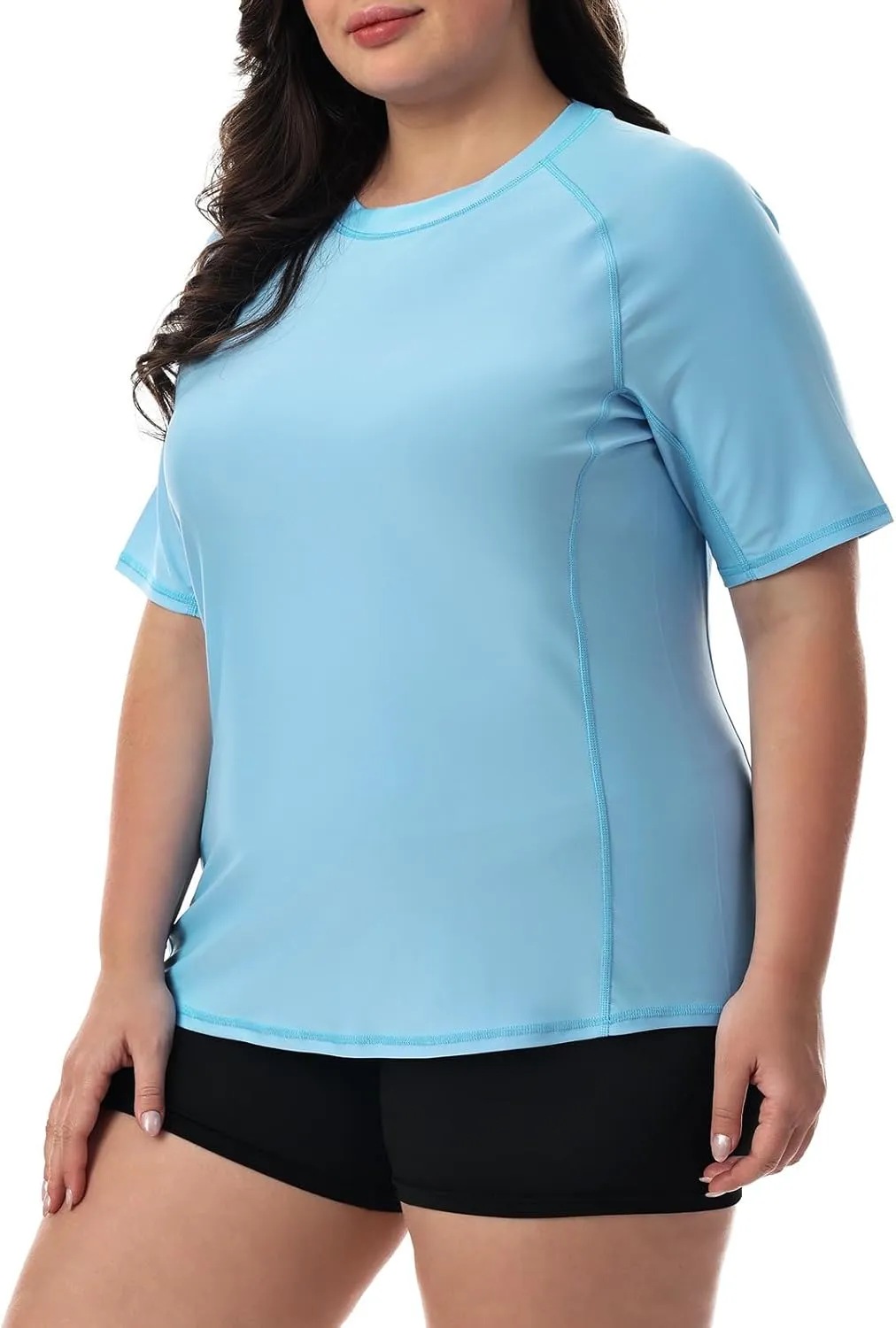 HODOSPORTS Women's Plus Size Rash Guard UPF 50  Swim Shirt Sun Protection Swimsuit Top Short Sleeve 1X-6X