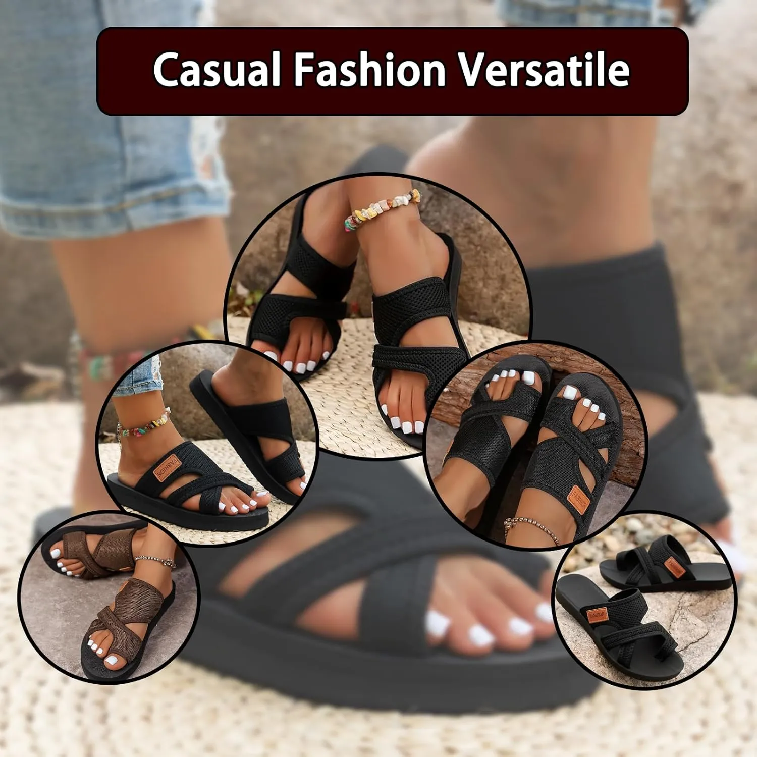 Hollow Mesh Slide Sandals with Loop Toe, Breathable Mesh Slide Sandals, Hollow Mesh Slide Sandals Orthopedic
