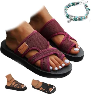 Hollow Mesh Slide Sandals with Loop Toe, Breathable Mesh Slide Sandals, Hollow Mesh Slide Sandals Orthopedic
