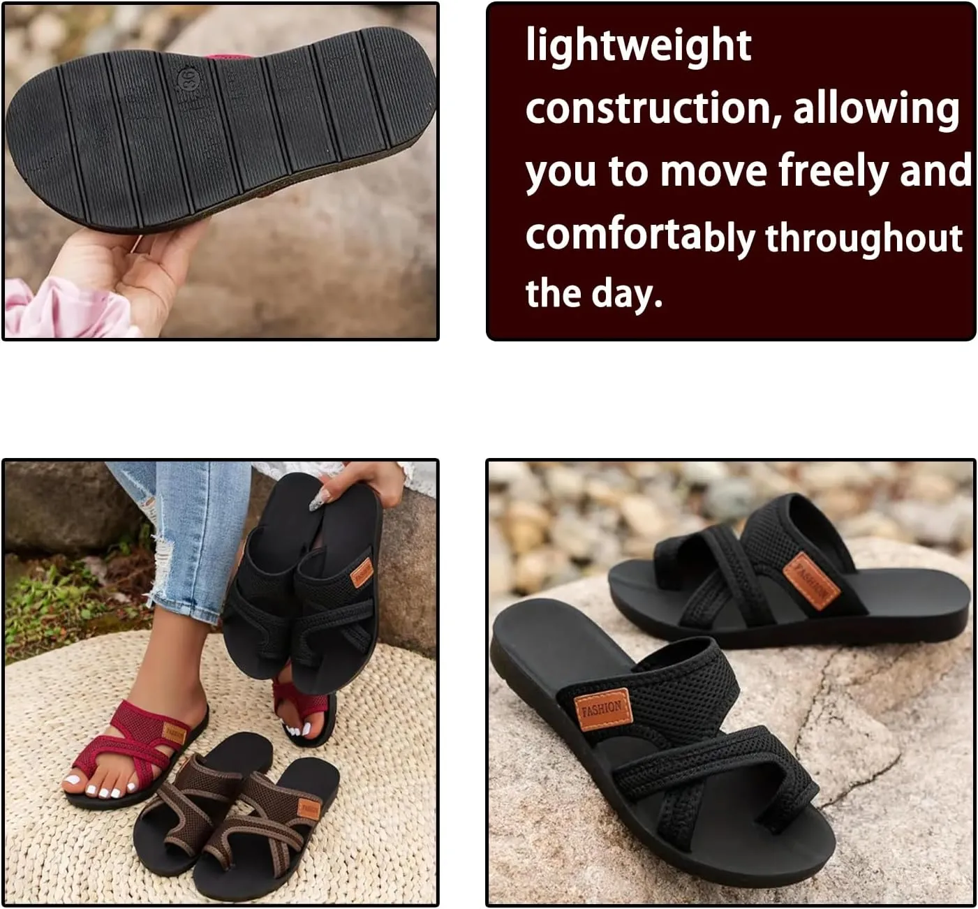 Hollow Mesh Slide Sandals with Loop Toe, Breathable Mesh Slide Sandals, Hollow Mesh Slide Sandals Orthopedic
