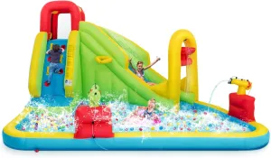 HONEY JOY Inflatable Water Slide, 7-in-1 Blow up Waterslide Water Park for Kids Backyard, Splash Pool, Climbing Wall, Indoor Outdoor Water Slides Inflatables for Kids and Adults(Without Blower)