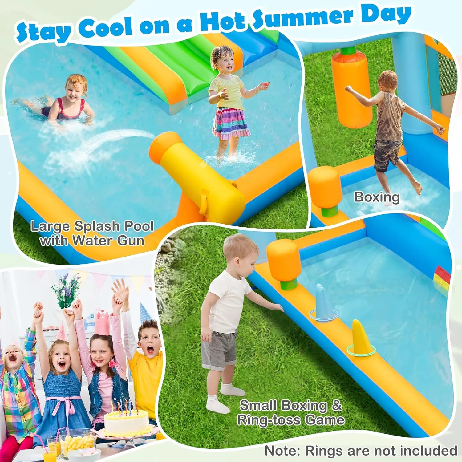 HONEY JOY Inflatable Water Slide, Giant Water Bounce House for Kids Backyard, GFCI 750W Blower, Toddler Indoor Outdoor Blow up Jump Castle Waterslides Inflatables for Boys Girls