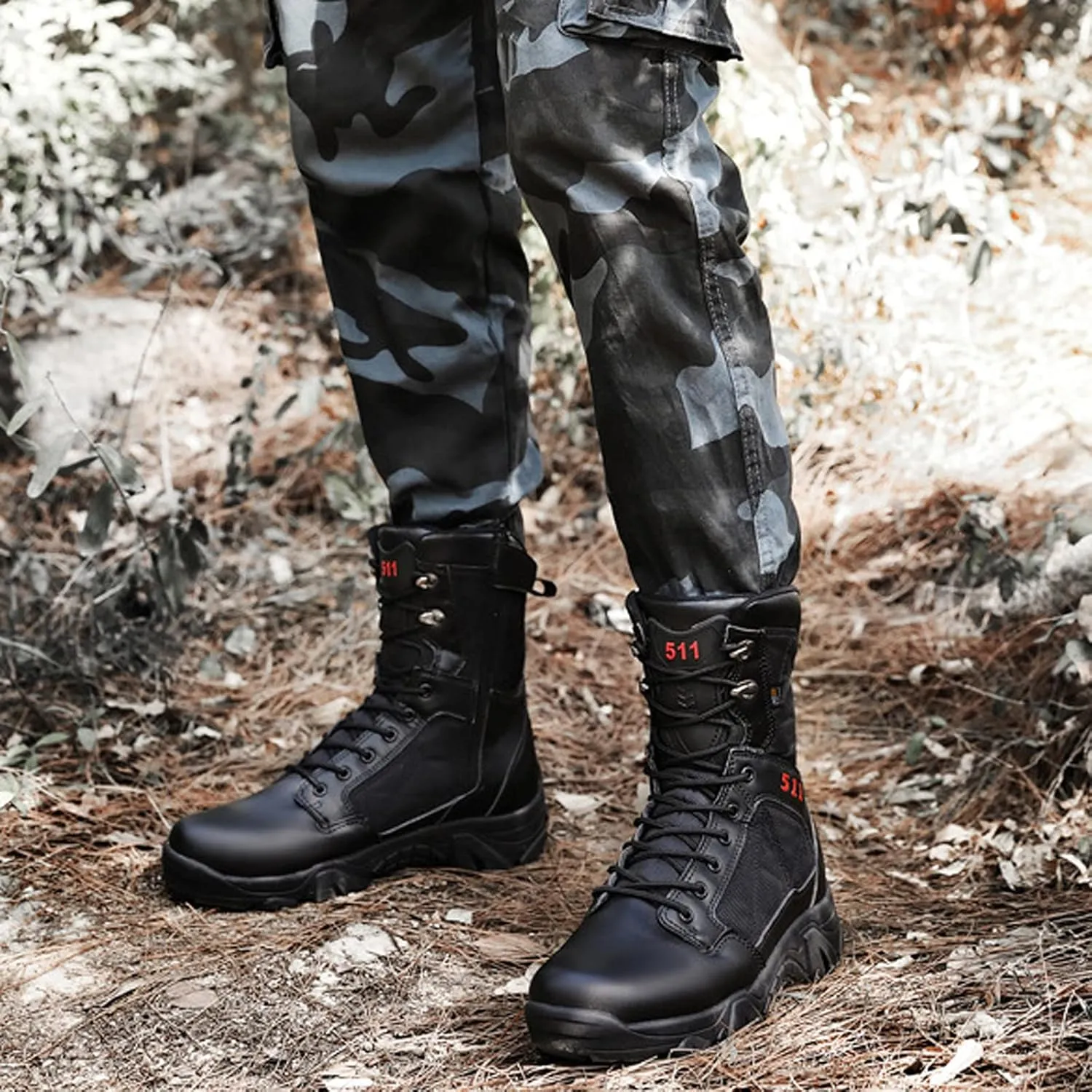 hongrenamz Mens Hiking Boots Waterproof High Hiking Shoes Outdoor Trekking Boots Non Slip Camping Boots Black-EU45/US11