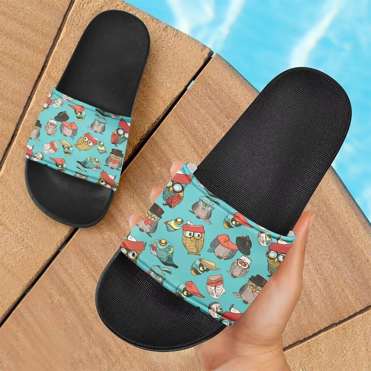 Howilath Cute Animals Pattern Summer Slide Slippers for Women Kids, Soft Sole Non-Slip Open Toe Slippers Slide Sandal