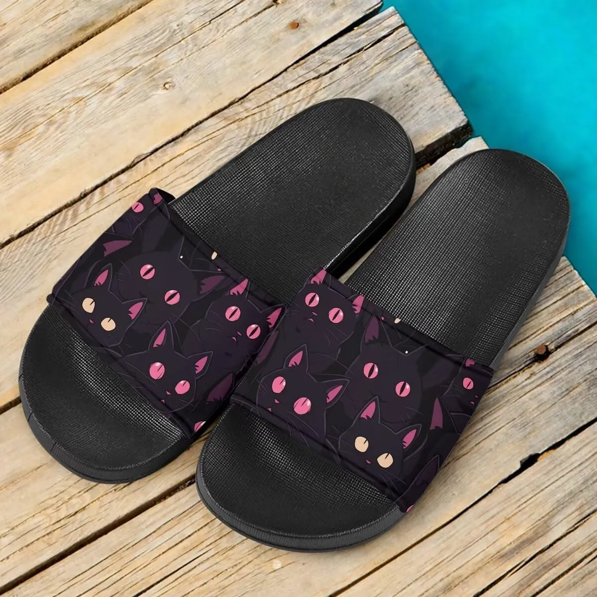 Howilath Women's Casual Slide Sandals, Cartoon Animals Print Comfortable Soft Sole Non-Slip Open Toe EVA Flat Sandals