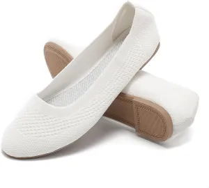 Hsttgsr Women's Ballet Flats Shoes Beige Comfortable Casual Dressy Mesh Shoes Slip On Ballerina Office Walking