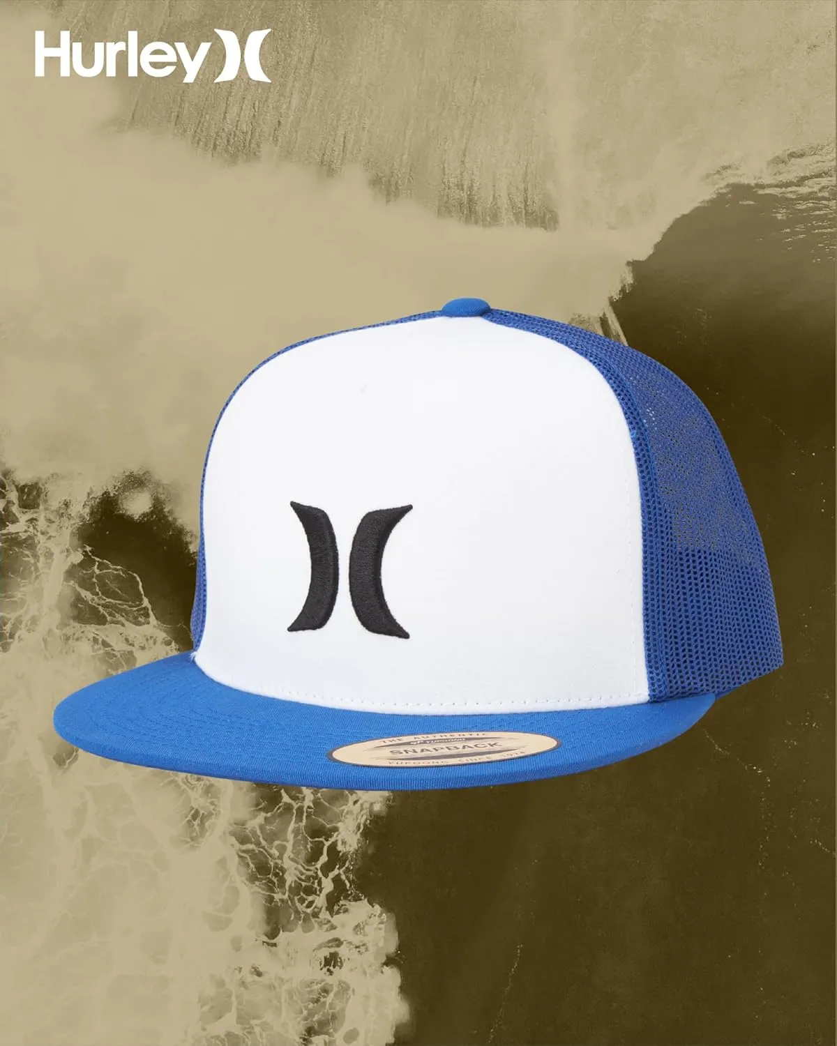 Hurley Men's Caps - Flat Brim Mesh Panel Baseball Cap Trucker Hat - Snap Back Hats for Men