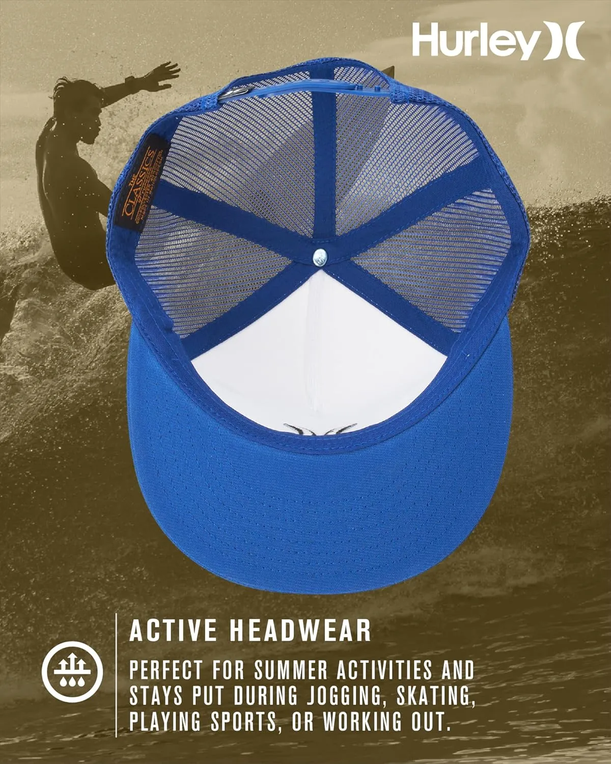 Hurley Men's Caps - Flat Brim Mesh Panel Baseball Cap Trucker Hat - Snap Back Hats for Men