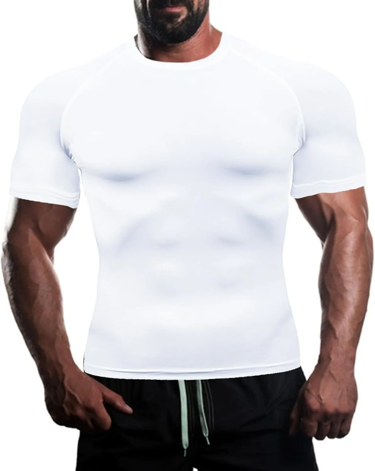 HYCOPROT Men's Compression Shirts Short Sleeve Athletic Workout T-Shirt Cool Dry Sports Baselayer Running Undershirts Tops