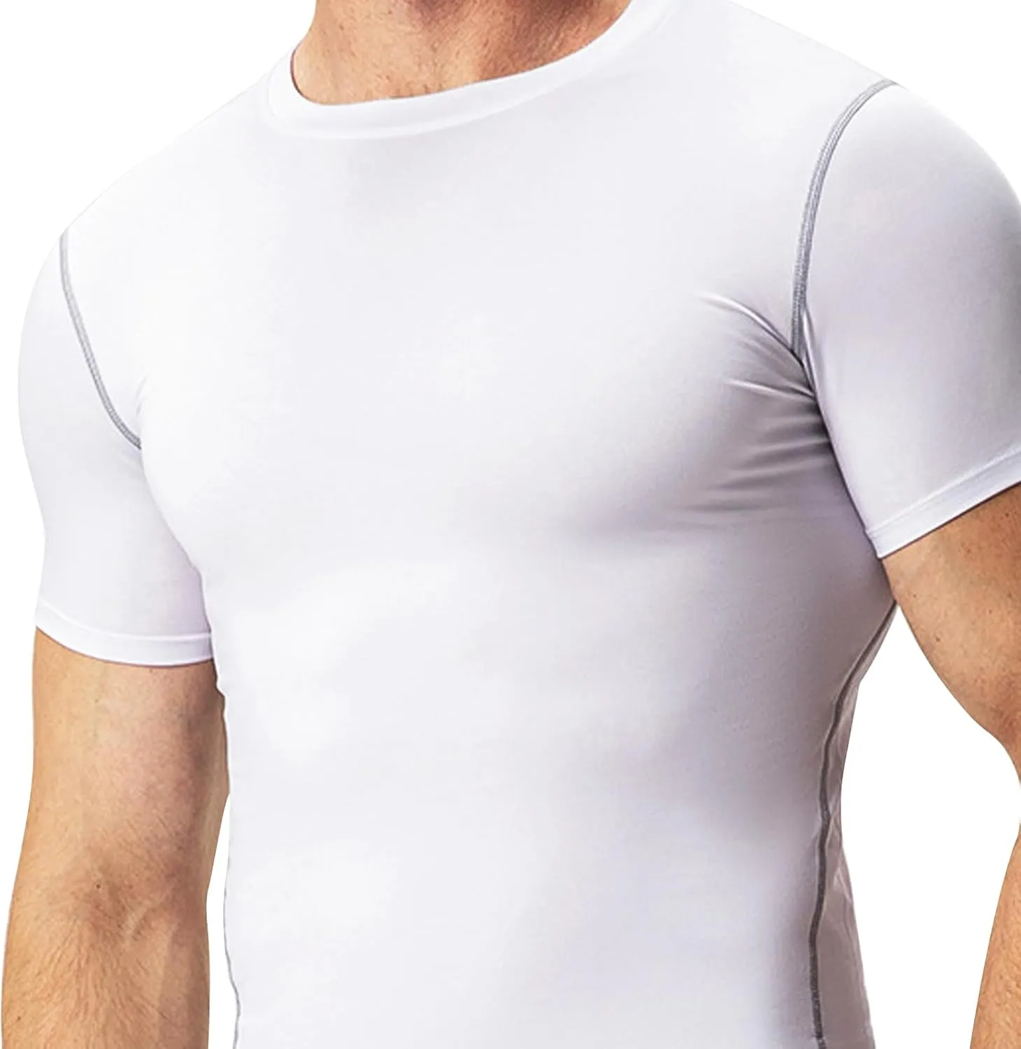 HYCOPROT Men's Compression Shirts Short Sleeve Athletic Workout T-Shirt Cool Dry Sports Baselayer Running Undershirts Tops