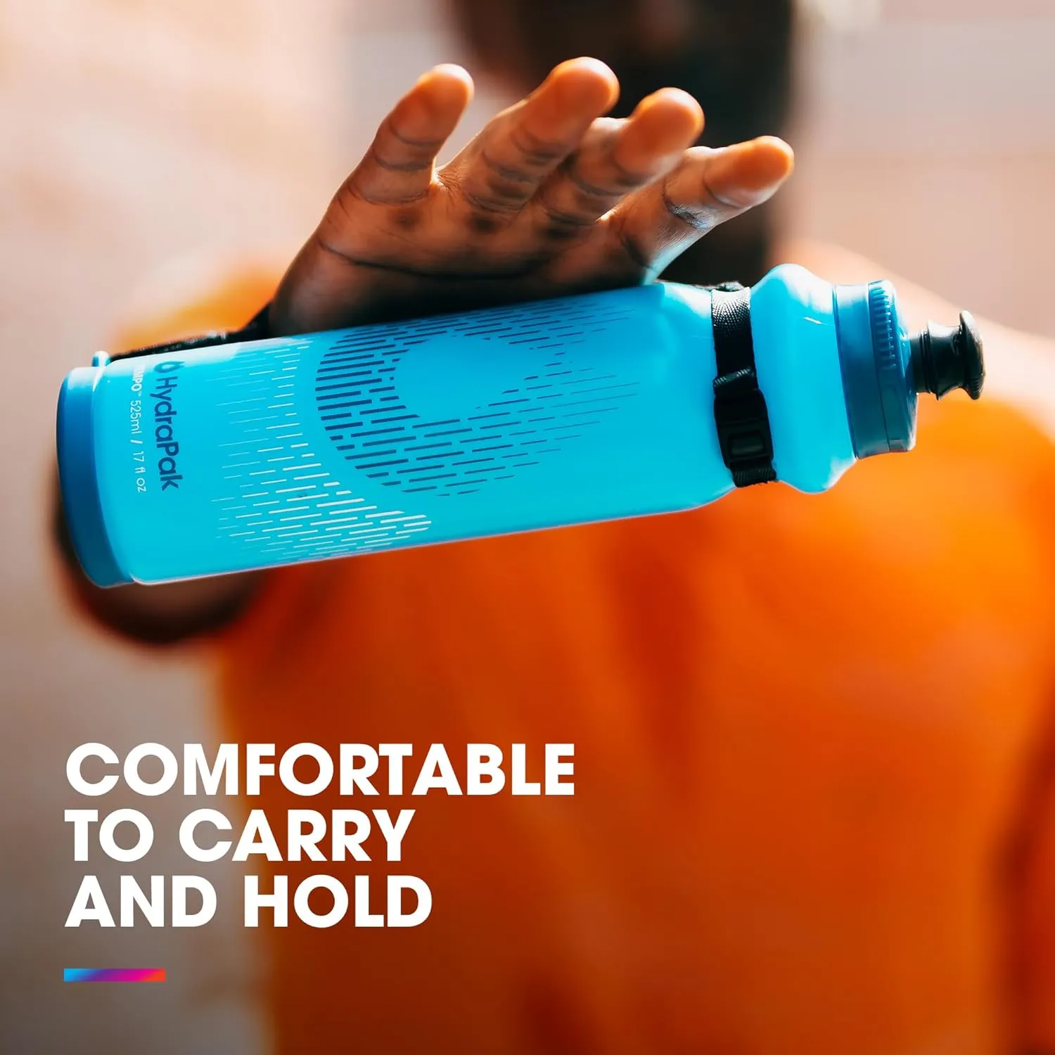 HydraPak Tempo Pro 400ml - Handheld Running Squeeze Bottle for Training and Race Day Hydration with Removable Strap (400ml/13oz) - Blue