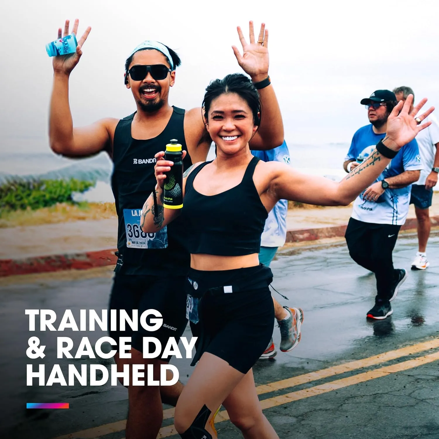 HydraPak Tempo Pro 400ml - Handheld Running Squeeze Bottle for Training and Race Day Hydration with Removable Strap (400ml/13oz) - Blue