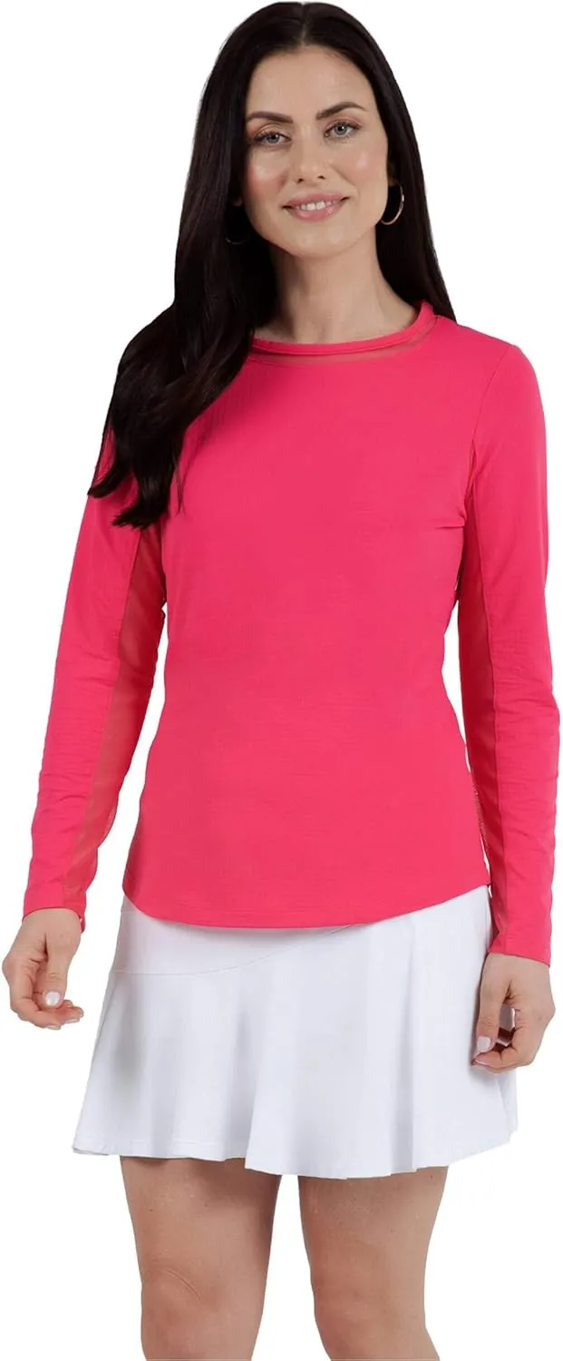 IBKUL Sun Protective UPF 50 Icefil Cooling Long Sleeve Crew Neck Top with Under Arm Mesh – 83000