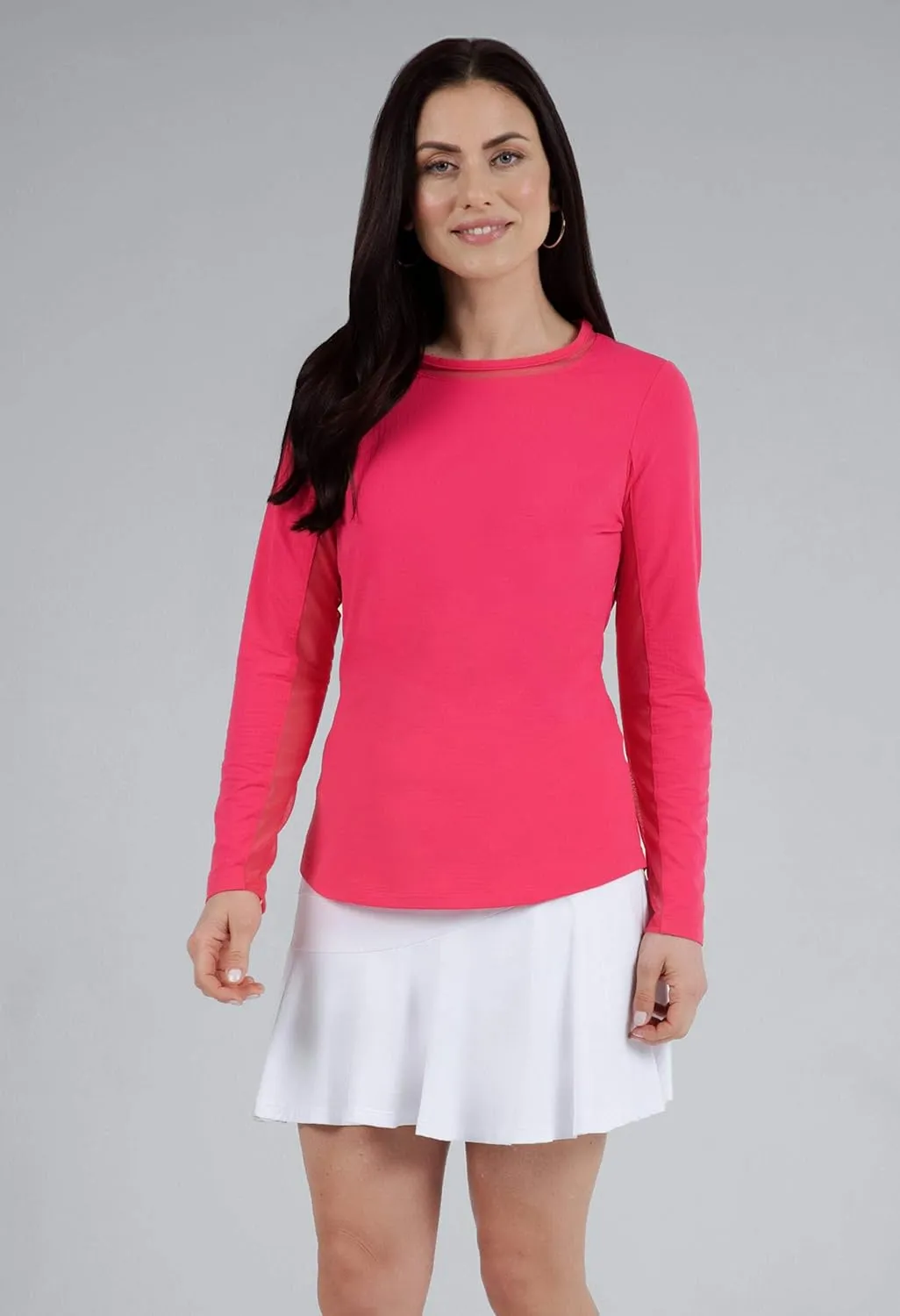 IBKUL Sun Protective UPF 50 Icefil Cooling Long Sleeve Crew Neck Top with Under Arm Mesh – 83000
