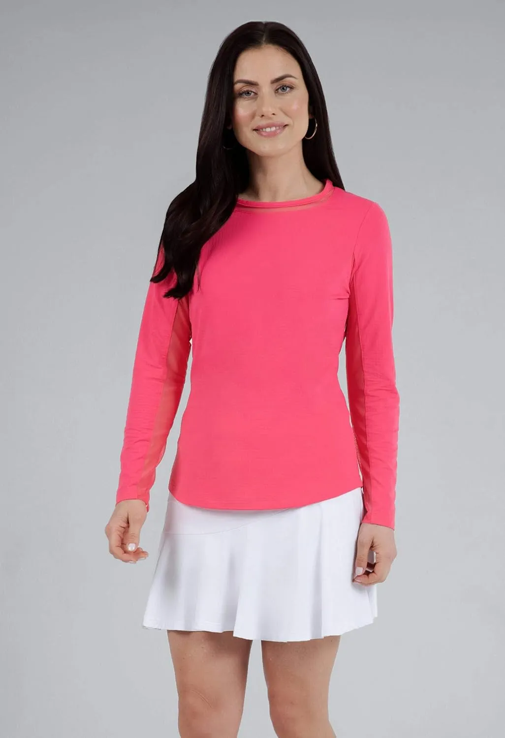 IBKUL Sun Protective UPF 50 Icefil Cooling Long Sleeve Crew Neck Top with Under Arm Mesh – 83000