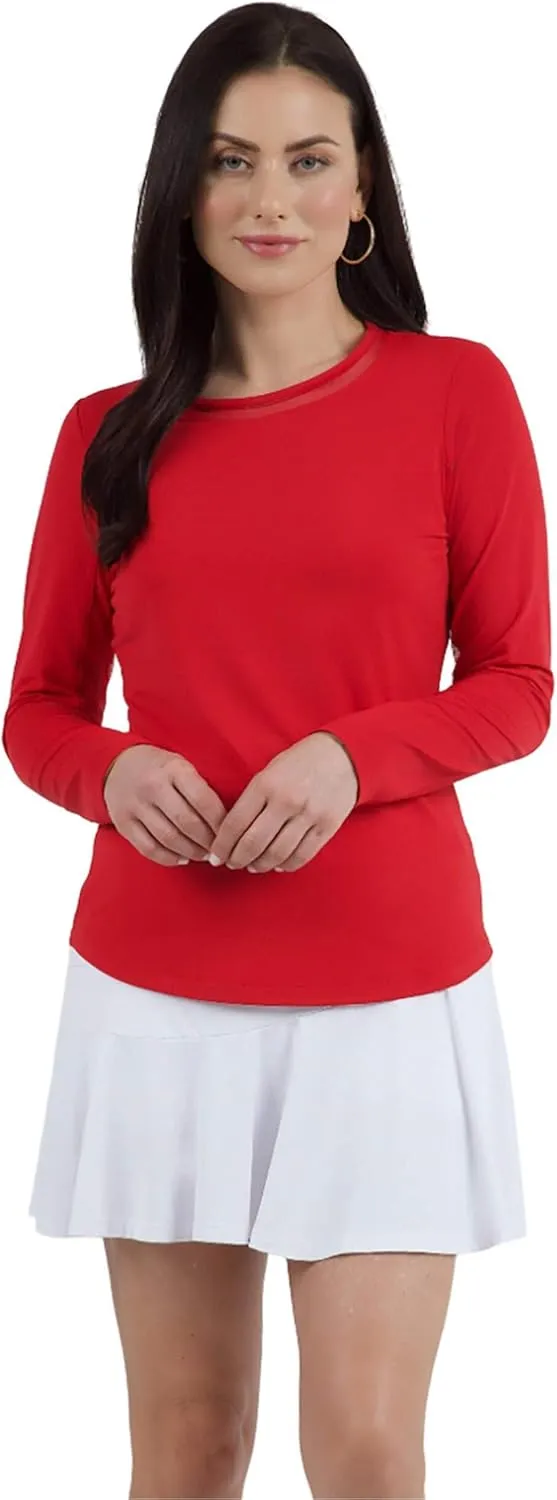 IBKUL Sun Protective UPF 50 Icefil Cooling Long Sleeve Crew Neck Top with Under Arm Mesh – 83000