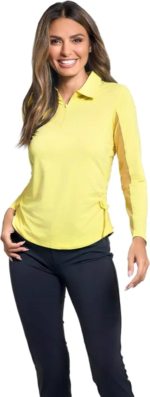 IBKUL Sun Protective UPF 50  Icefil Cooling Tech Adjustable Length Long Sleeve Polo 48000