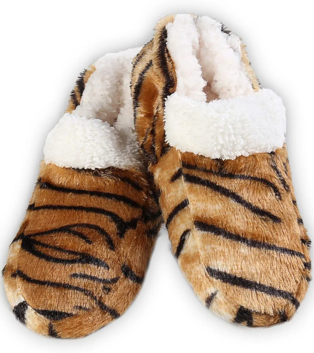 ICONOFLASH Women's Animal Print Loafer Style Slippers with Faux Shearling Lining