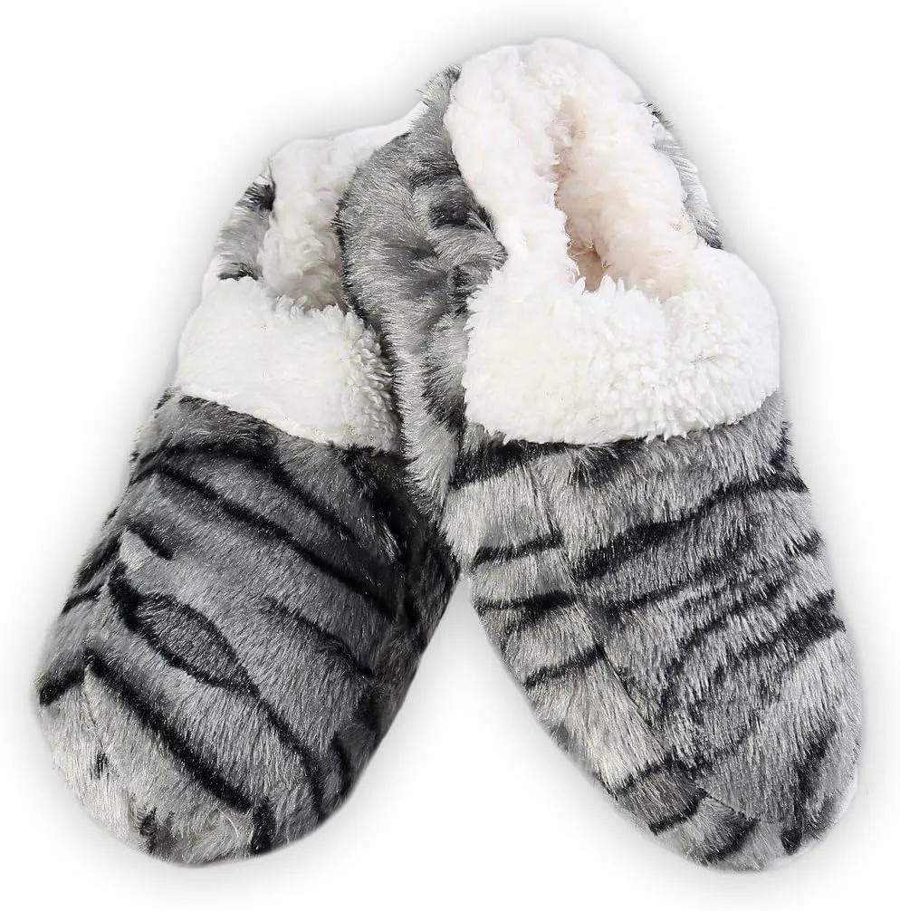 ICONOFLASH Women's Animal Print Loafer Style Slippers with Faux Shearling Lining