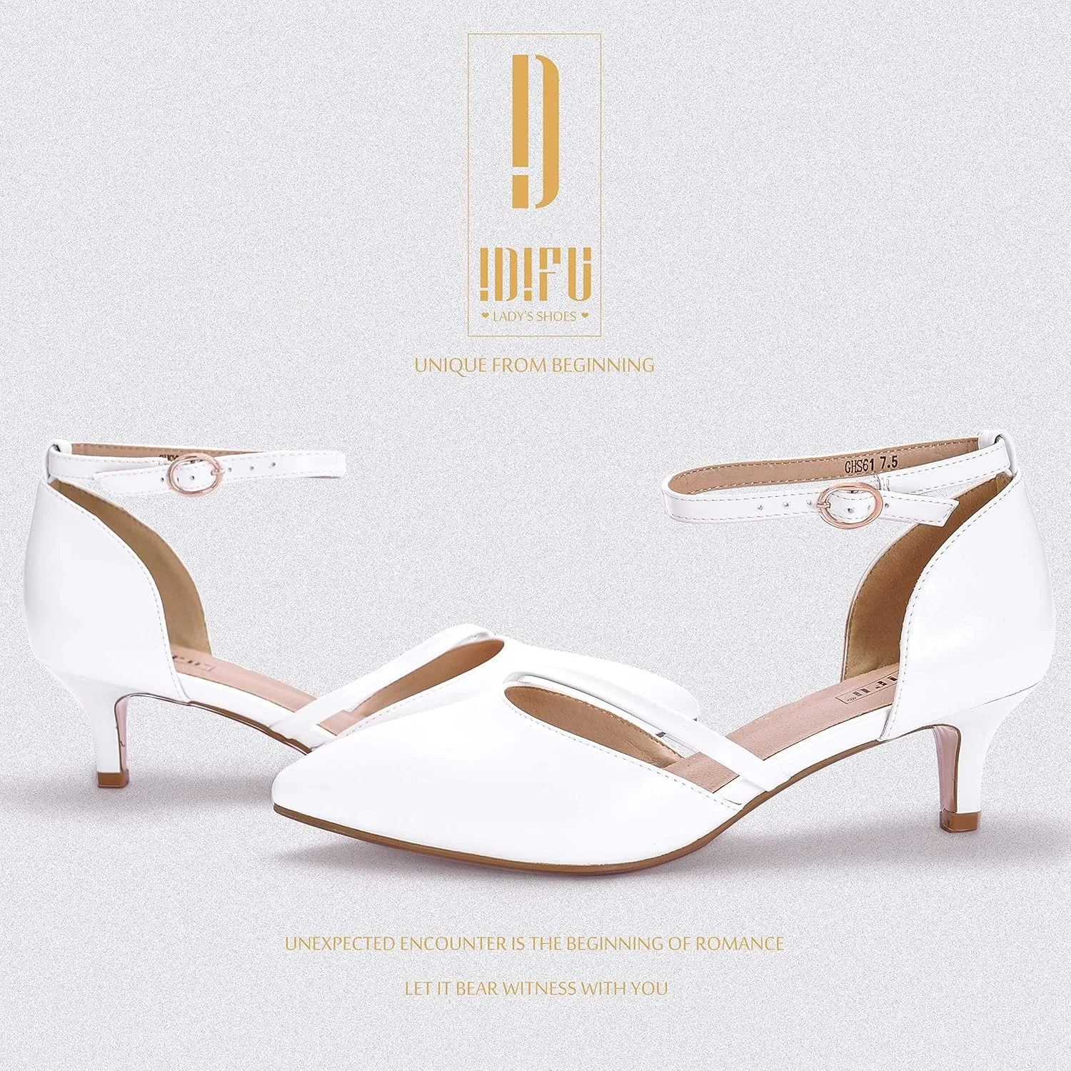 IDIFU Women IN2 Maxine Low Kitten Heels Dress Pumps Wedding Evening Formal Elegant Closed Toe Shoes for Women Bride