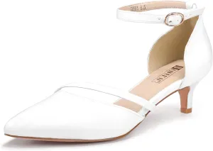 IDIFU Women IN2 Maxine Low Kitten Heels Dress Pumps Wedding Evening Formal Elegant Closed Toe Shoes for Women Bride