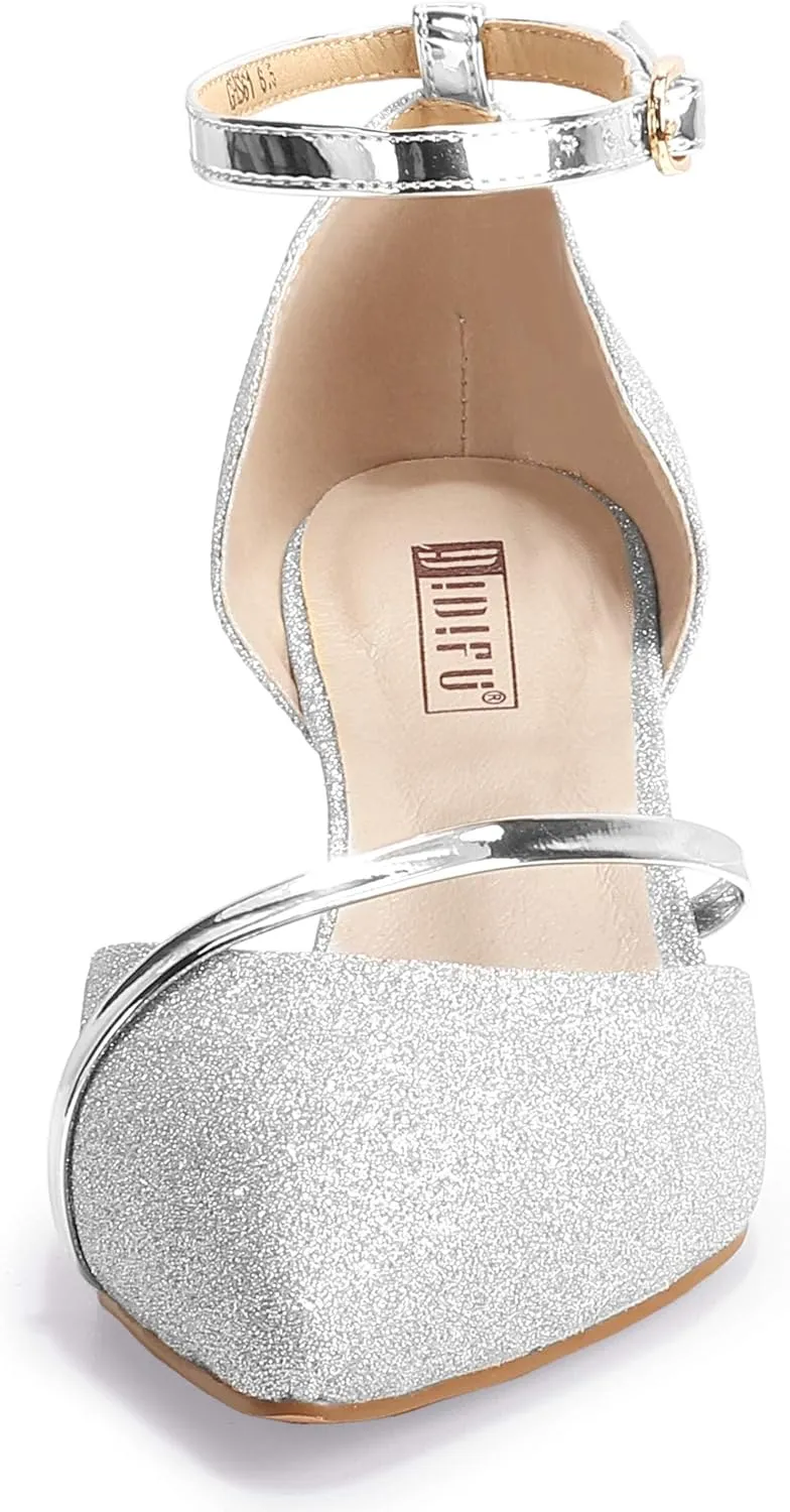 IDIFU Women IN2 Maxine Low Kitten Heels Dress Pumps Wedding Evening Formal Elegant Closed Toe Shoes for Women Bride