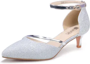 IDIFU Women IN2 Maxine Low Kitten Heels Dress Pumps Wedding Evening Formal Elegant Closed Toe Shoes for Women Bride