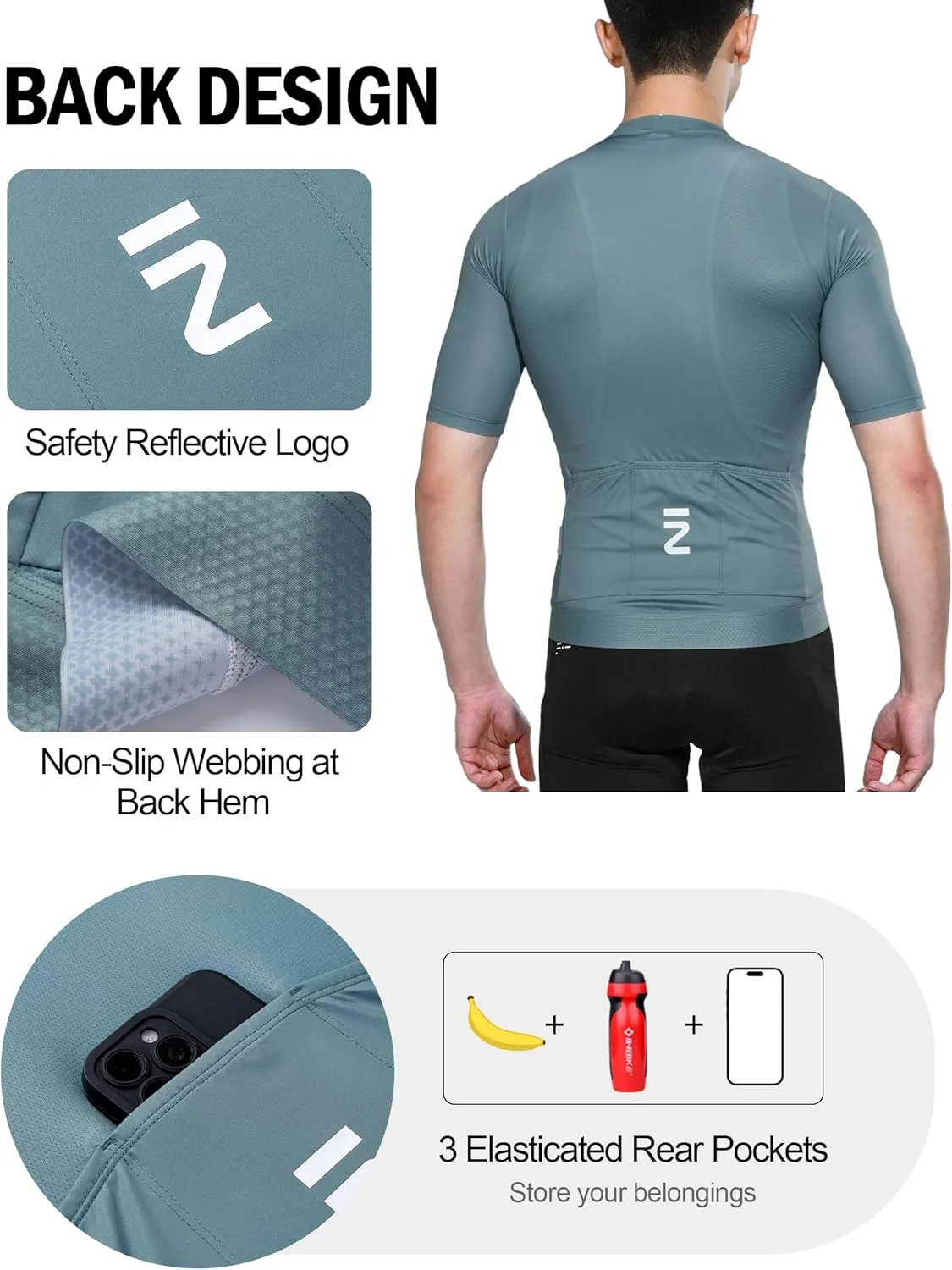 INBIKE Cycling Jersey Men Breathable Bike Shirt Quick-dry Reflective Bicycle Clothing for Road Biking Riding