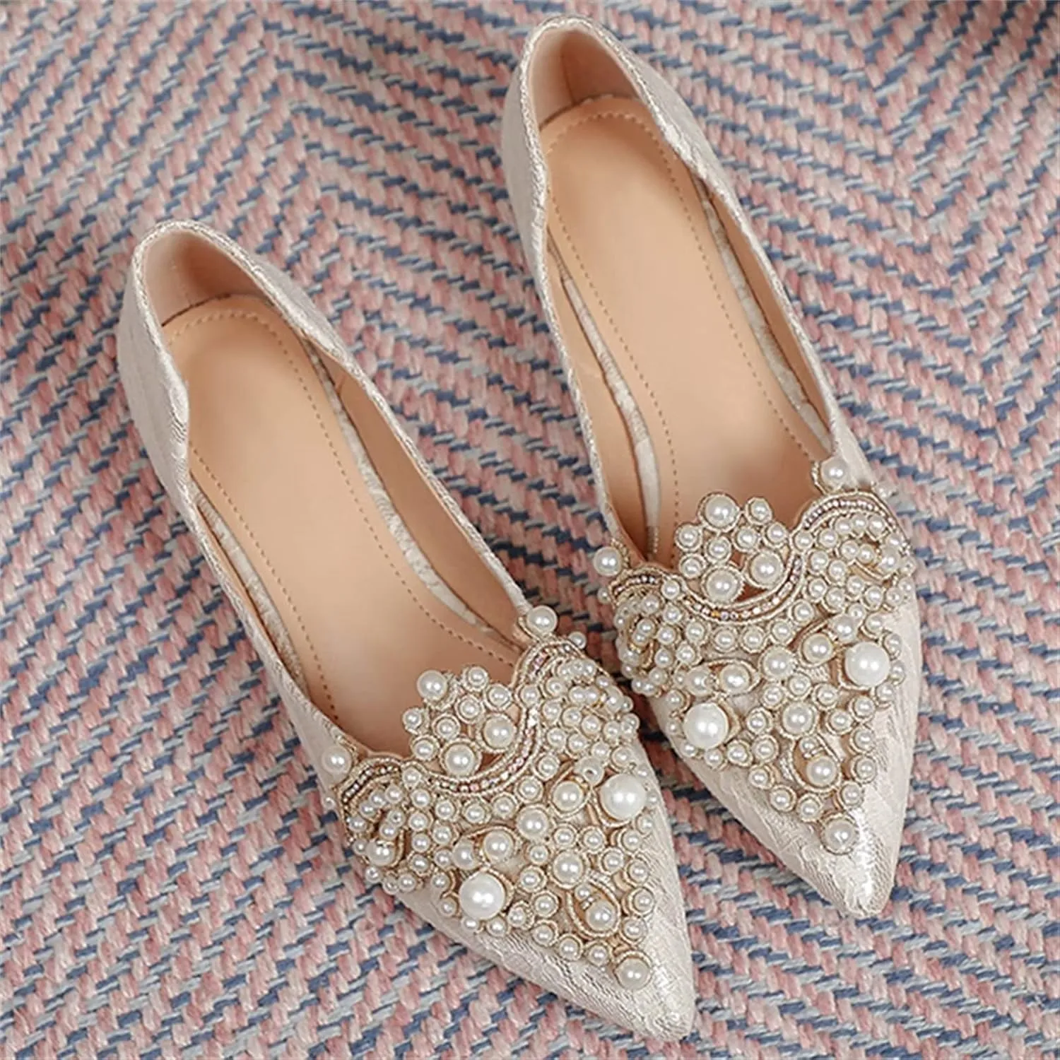INEELUYI Women's Dress Shoes Lace Bowknot Pointed Toe Comfortable Flats Shoes Wedding Party