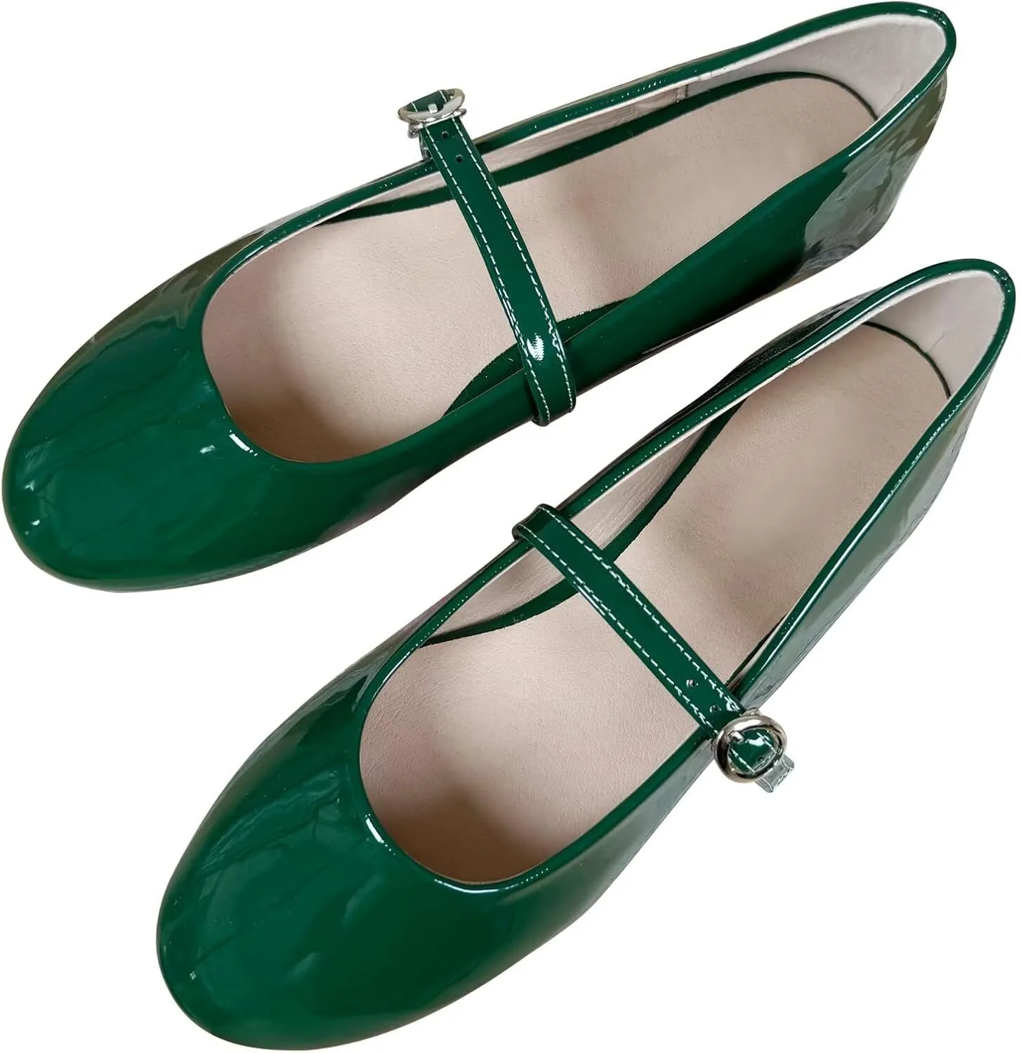 INEELUYI Womens Mary Jane Shoes Retro PU Flats Round Toe One Line Strap Flats Comfortable Ballet Flats Walking Flat Shoes