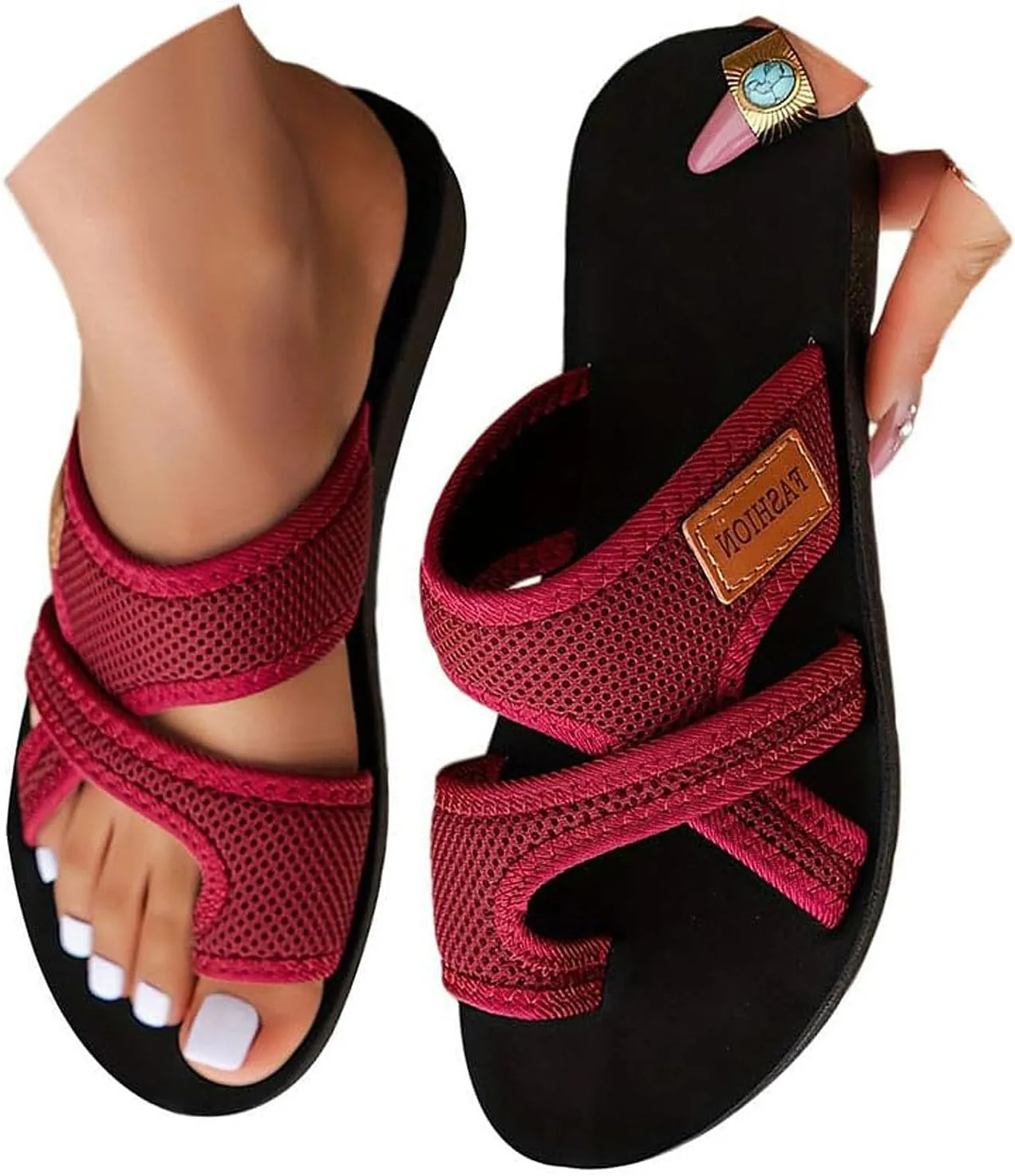 INGKE Breathable Mesh Sandals for Women 2024 Women's Hollow Mesh Slide Sandals Orthopedic Shoes for Women