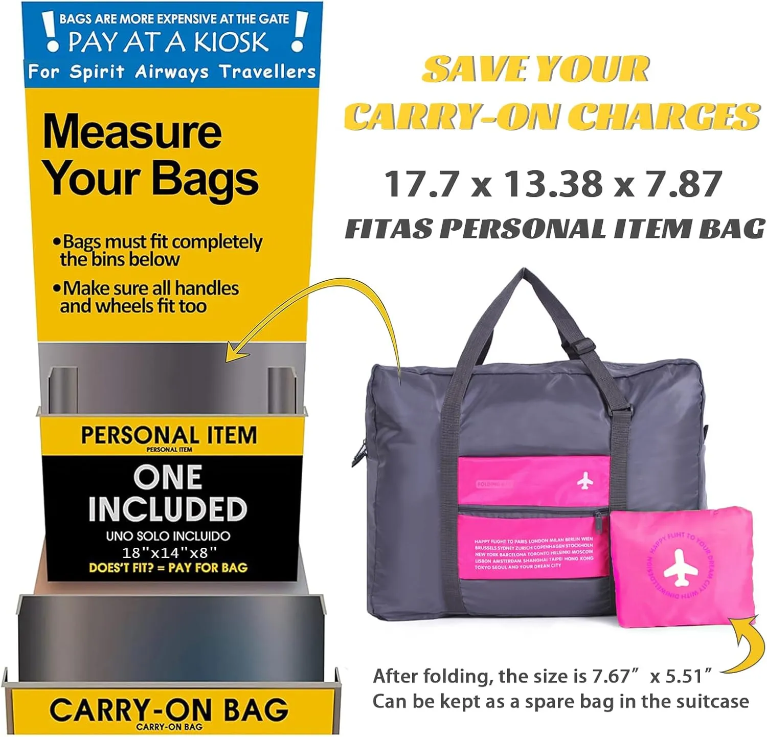 INVODA Travel Duffle Bag 12PCS Foldable for Women and Men - Lightweight Luggage, Personal Item for Airlines, Weekender Overnight Tote Carry-on (12PCS)