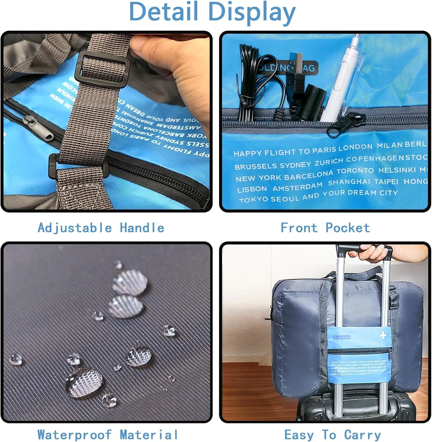 INVODA Travel Duffle Bag 12PCS Foldable for Women and Men - Lightweight Luggage, Personal Item for Airlines, Weekender Overnight Tote Carry-on (12PCS)
