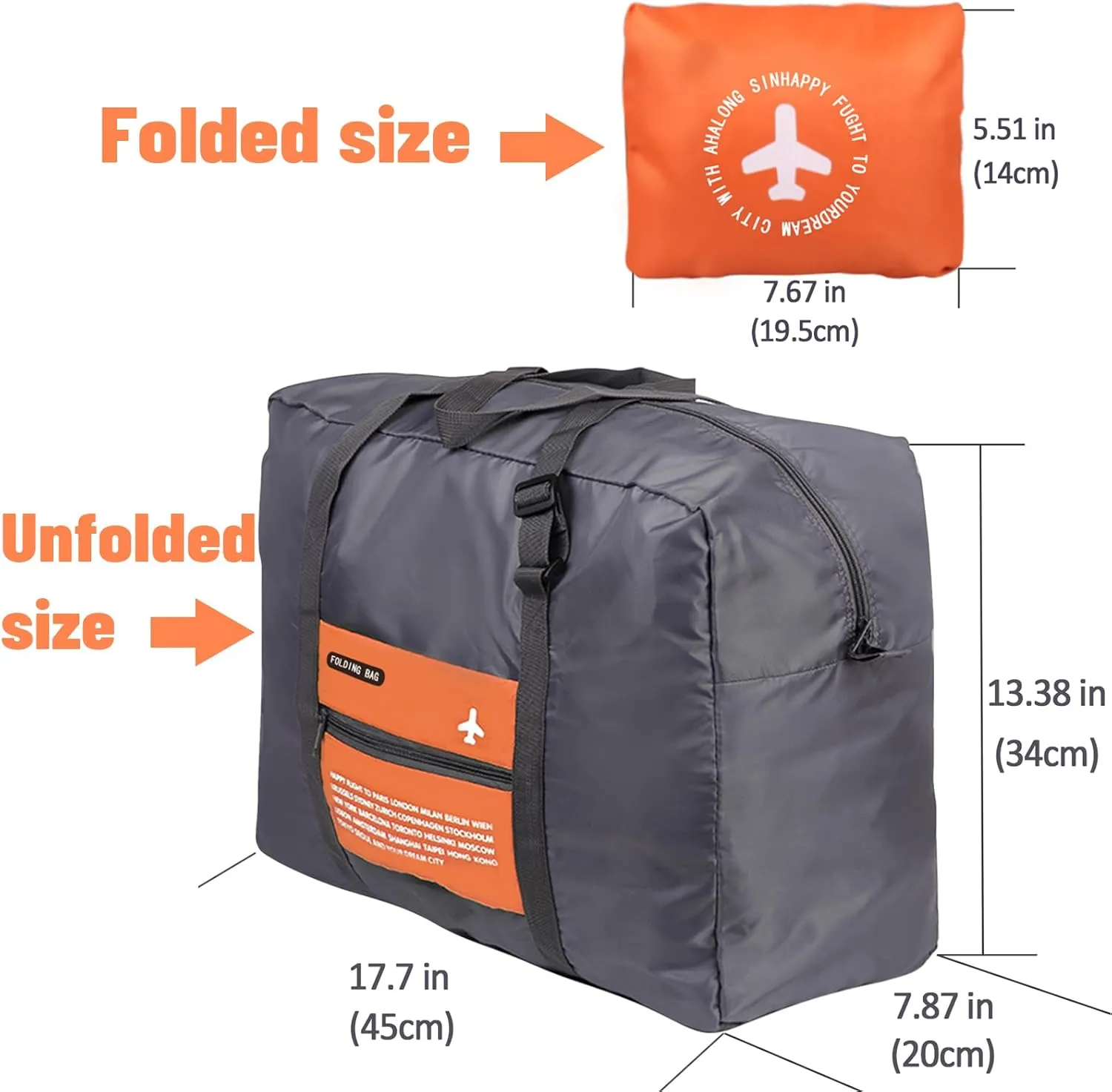 INVODA Travel Duffle Bag 12PCS Foldable for Women and Men - Lightweight Luggage, Personal Item for Airlines, Weekender Overnight Tote Carry-on (12PCS)