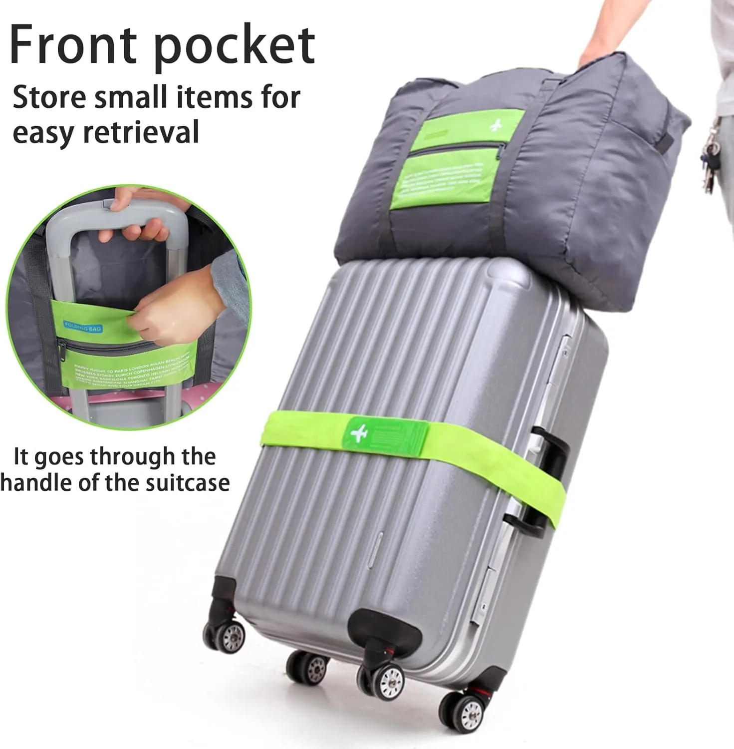 INVODA Travel Duffle Bag 12PCS Foldable for Women and Men - Lightweight Luggage, Personal Item for Airlines, Weekender Overnight Tote Carry-on (12PCS)
