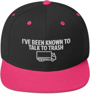 I've Been Known to Talk Trash Garbage Truck Collector Flatbrim Flat Brim Snapback Hat Cap
