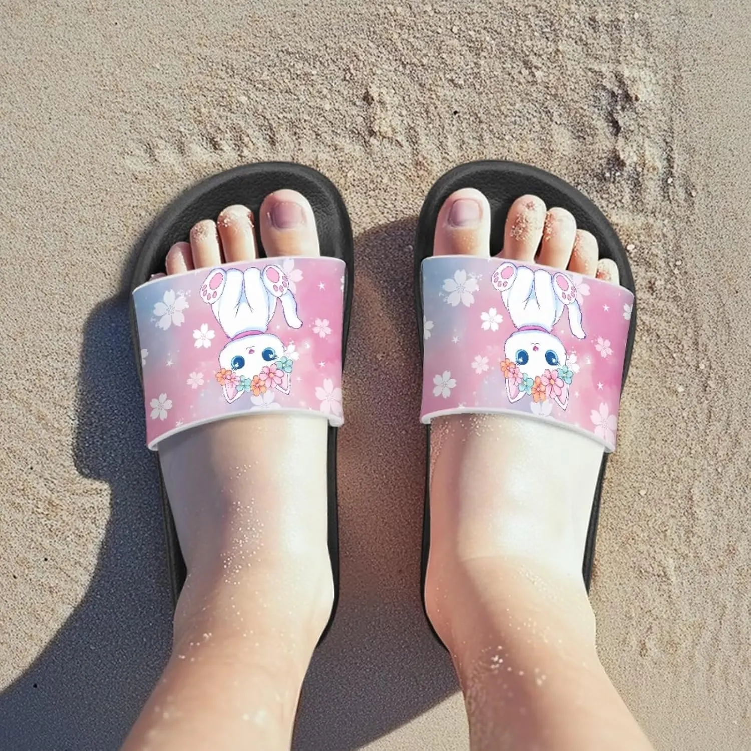 Jeiento Kids Cat Slide Sandals Comfort Sport Slippers Lightweight Non Slip Beach Sandals Children Shower Shoes