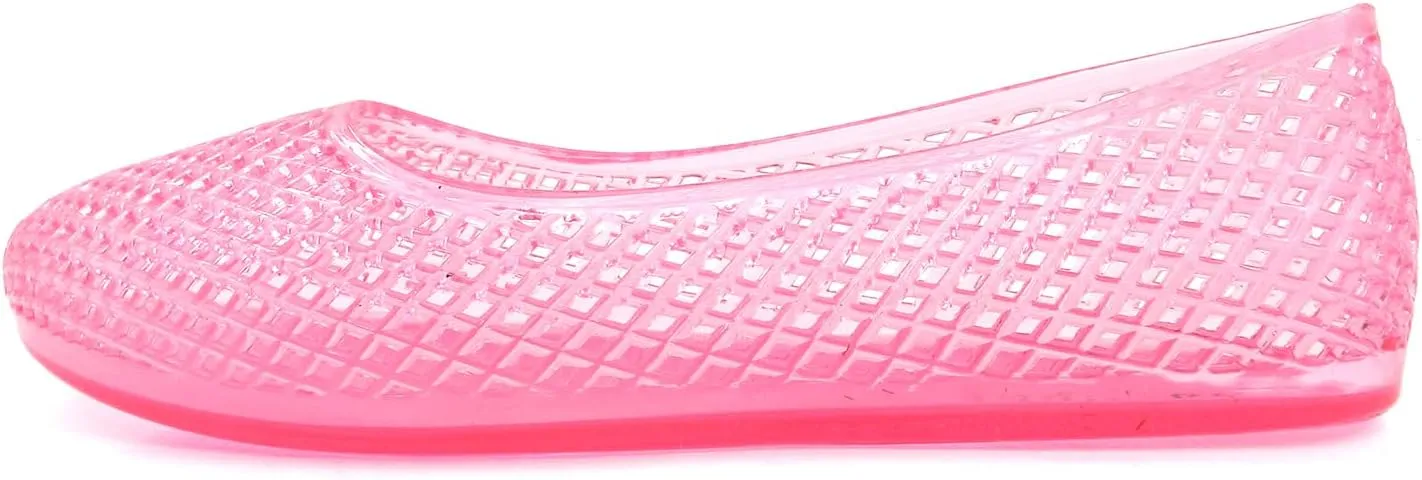Jelly Mesh Ballet Flats for Women Clear Hollow Jellies Flat Sandals Round Toe Slip On Beach Flat Shoes
