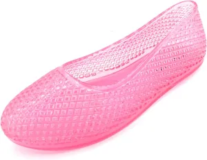 Jelly Mesh Ballet Flats for Women Clear Hollow Jellies Flat Sandals Round Toe Slip On Beach Flat Shoes