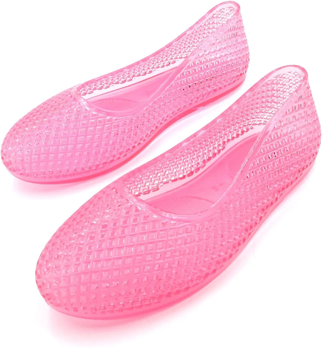 Jelly Mesh Ballet Flats for Women Clear Hollow Jellies Flat Sandals Round Toe Slip On Beach Flat Shoes