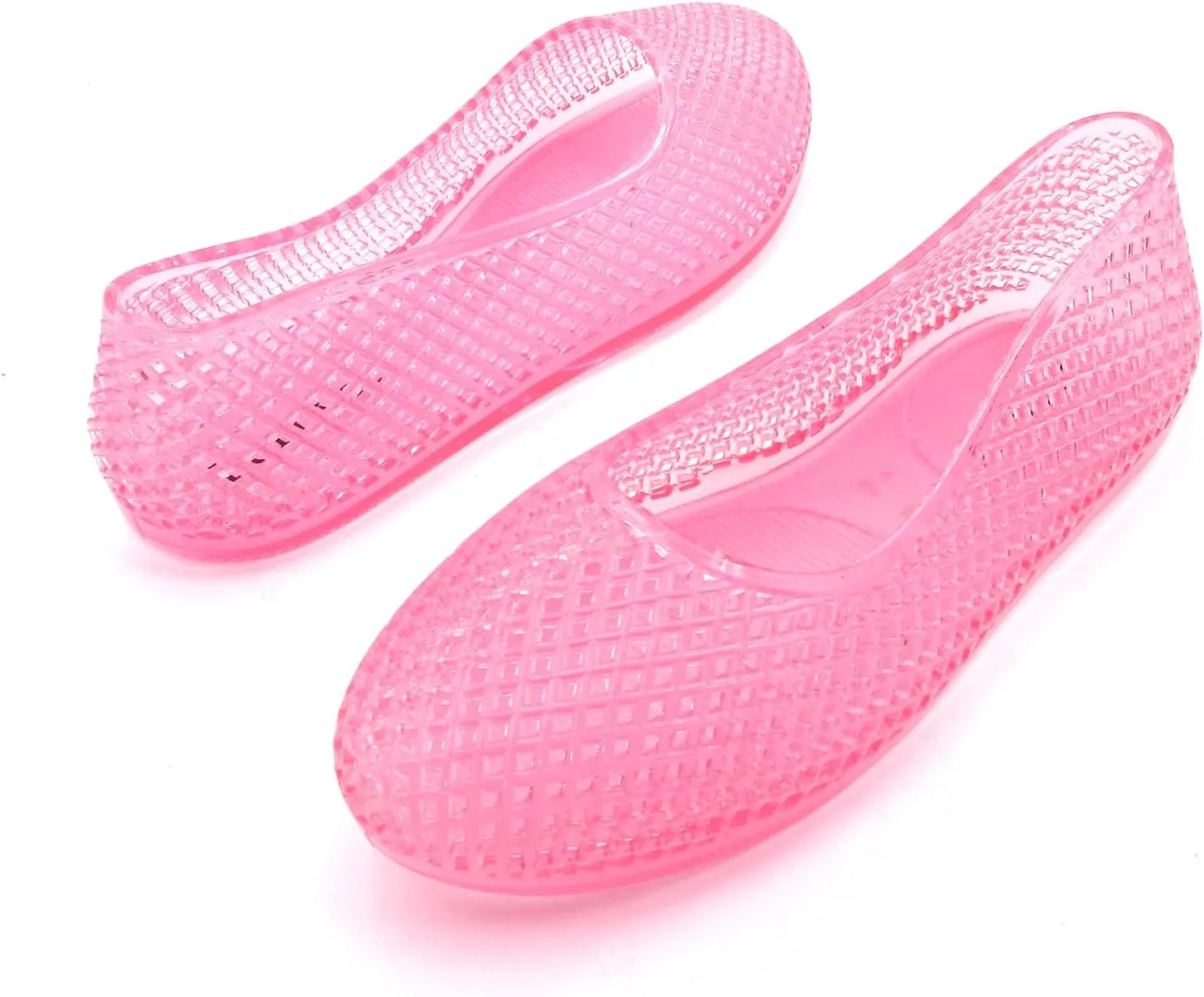 Jelly Mesh Ballet Flats for Women Clear Hollow Jellies Flat Sandals Round Toe Slip On Beach Flat Shoes