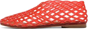 Jelly Mesh Ballet Flats for Women Fishnet Adult Clear Hollow,Flat Sandals Round Toe Slip On Beach Balleria Flat Shoes