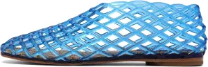 Jelly Mesh Ballet Flats for Women Fishnet Adult Clear Hollow,Flat Sandals Round Toe Slip On Beach Balleria Flat Shoes