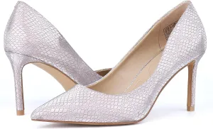 JENN ARDOR Women's Comfortable Stiletto Pumps 3 inch Elegant Gorgeous Closed Pointed Toe Slip On Solid High Heels for Ladies Wedding Dress Shoes
