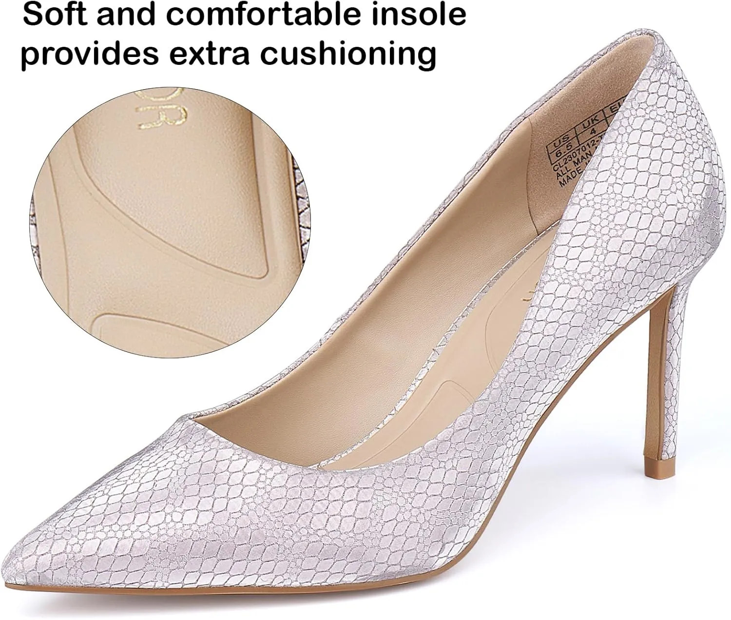JENN ARDOR Women's Comfortable Stiletto Pumps 3 inch Elegant Gorgeous Closed Pointed Toe Slip On Solid High Heels for Ladies Wedding Dress Shoes