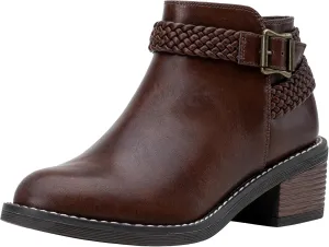 Jeossy Women's Ankle Boots, Low Heel Short Booties, Dress Fall Boots with Inner Zipper
